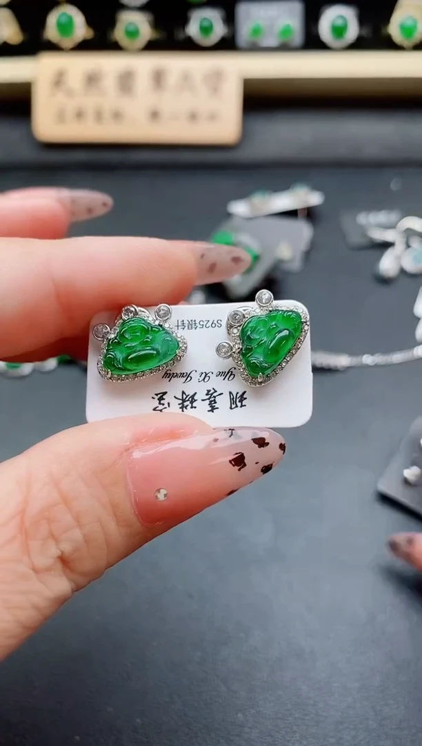 银S925镶嵌戒指翡翠1