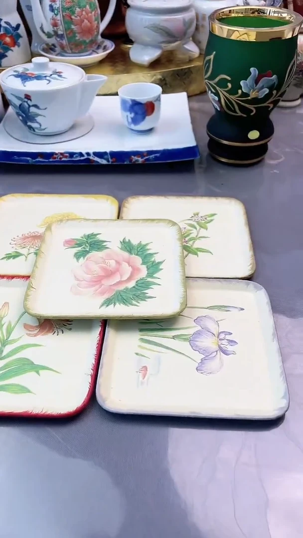 瓷片手作杯托五件套