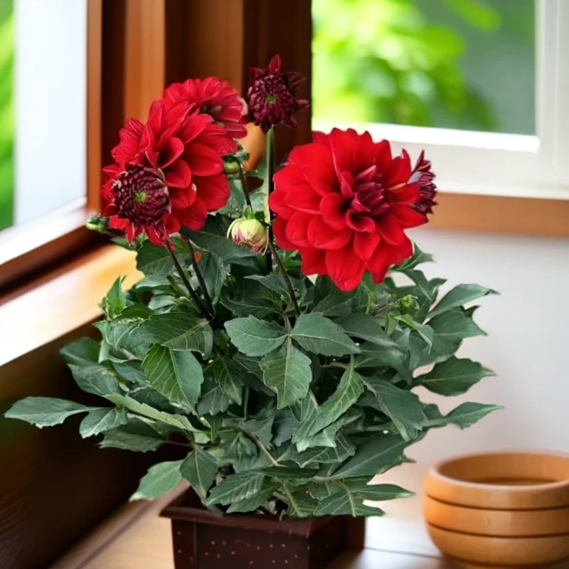 大丽花盆栽多彩室内外带花阳台庭院绿植植物花卉花卉盆栽带花苞