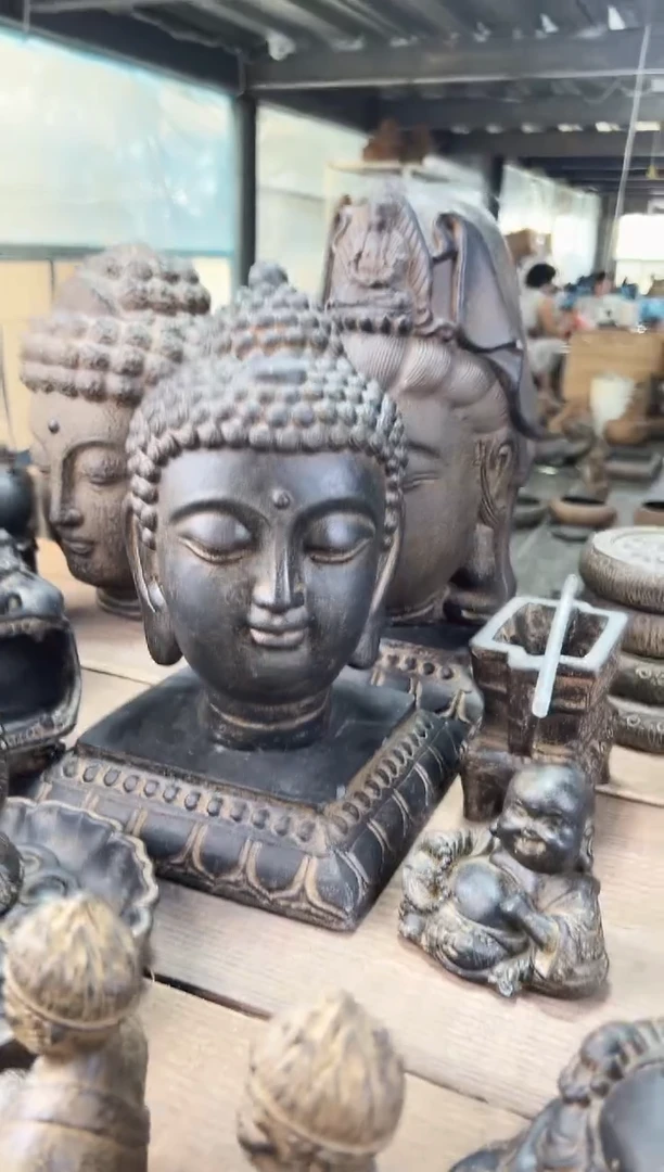 陶土【火山泥】小佛头+莲花底座