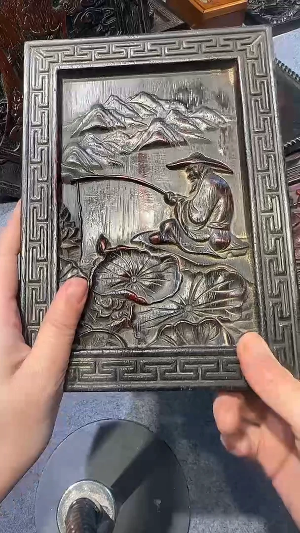 木紫檀拆件雕刻板以直播间实物为准微瑕老物件