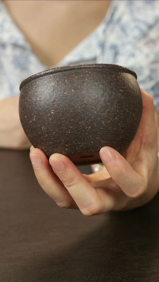 茶杯紫砂手磨粗砂天青泥 缸杯