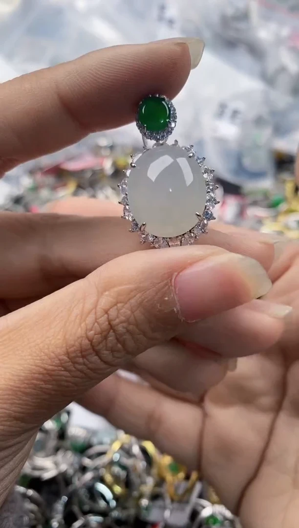 银S925镶嵌戒指翡翠1010---4