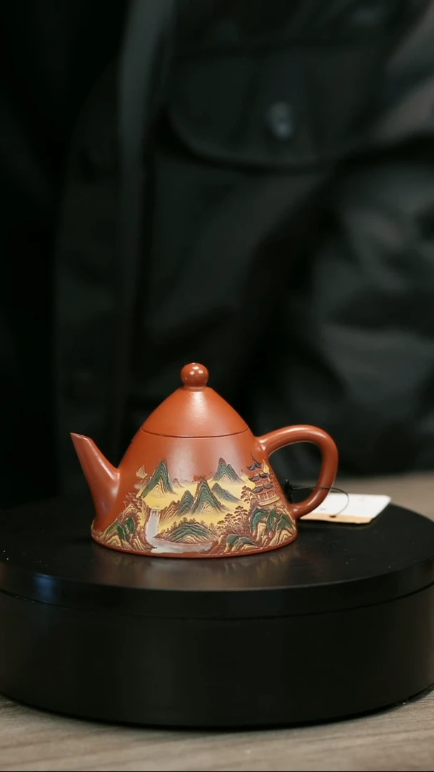 茶壶紫砂?****制H2216赵翠红彩绘翁帽