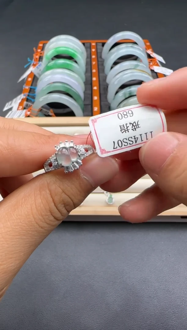 银S925镶嵌戒指翡翠1114SS07