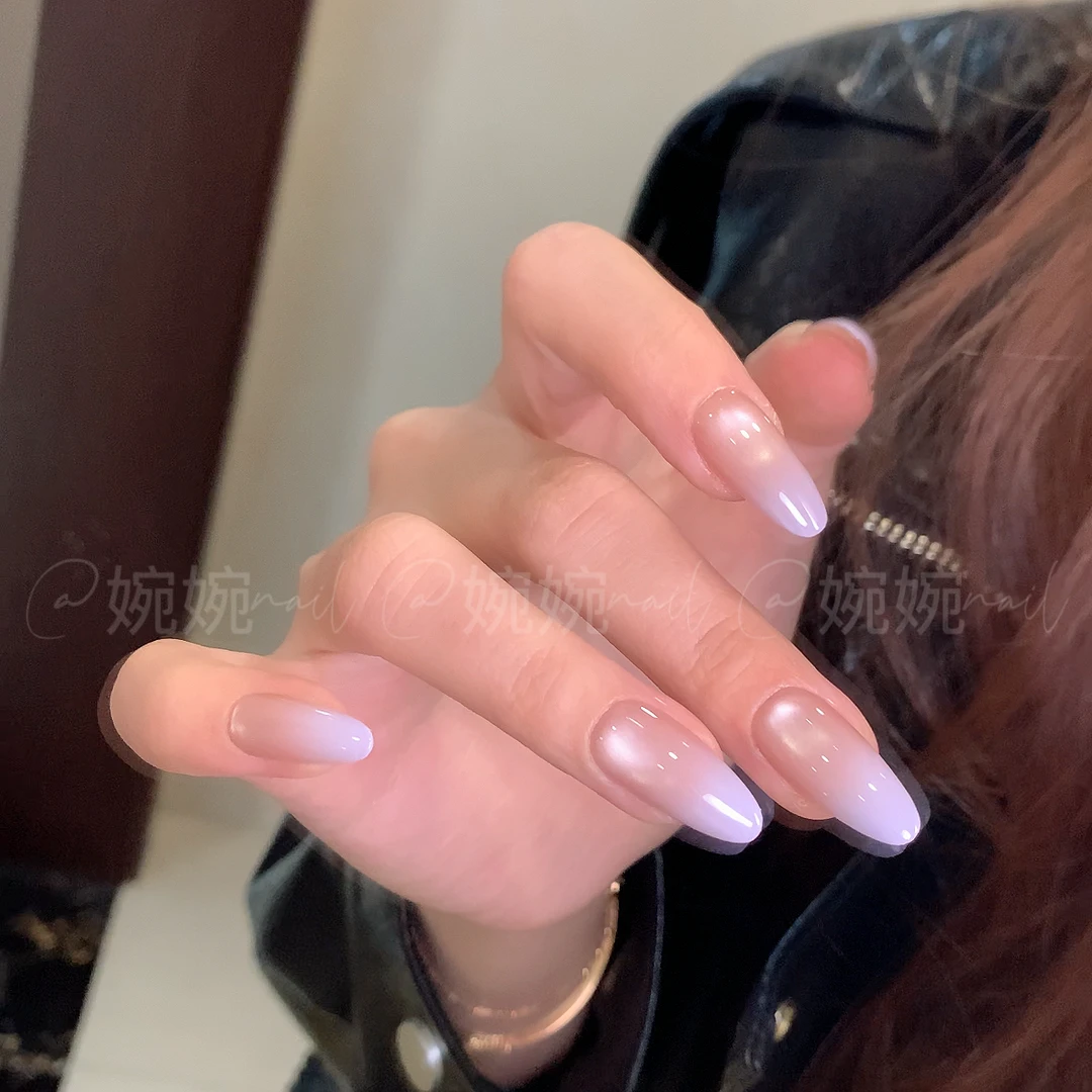 【紫芋啵啵】纯手工猫眼百搭渐变简约设计穿戴甲