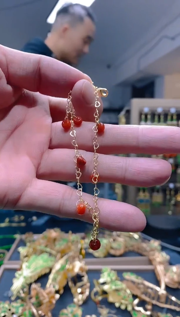 【闪购商品】翡翠耳饰合金67翡翠脚链
