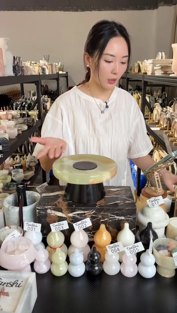 石材039古青玉高脚果盘