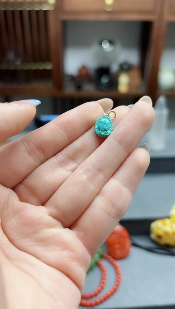 【闪购商品】绿松石挂件18K金镶嵌18k金松石挂件 YX赠链