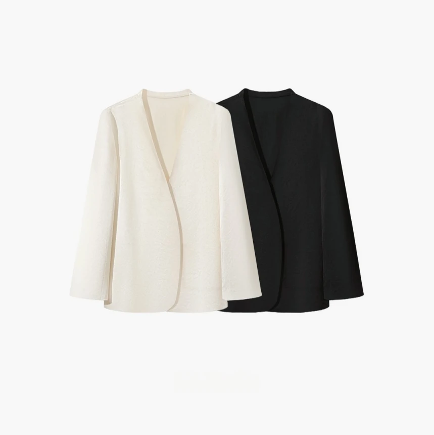 【街头风】2025优质新款高定品质垂顺无领西服女宽松休闲外套LD8059