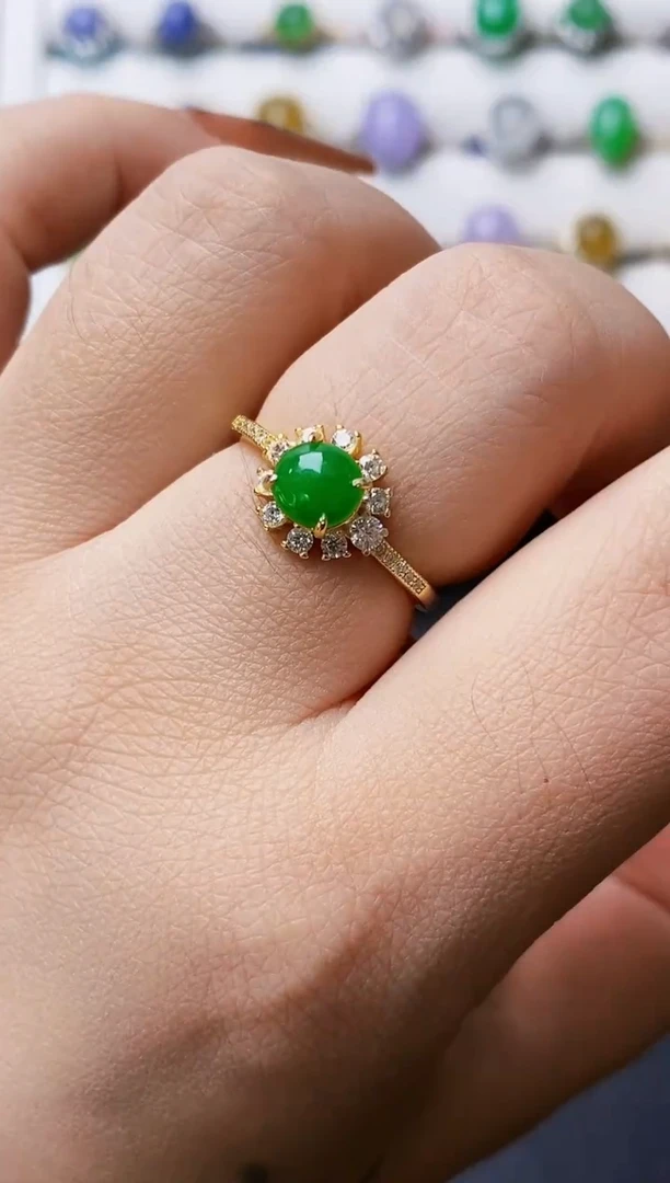 银S925镶嵌戒指翡翠0188