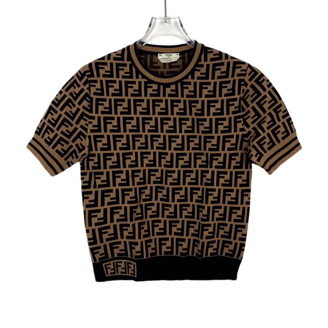 99新 FENDI/芬迪 CW0578 logo字母满印圆领短袖针织衫 40 M码
