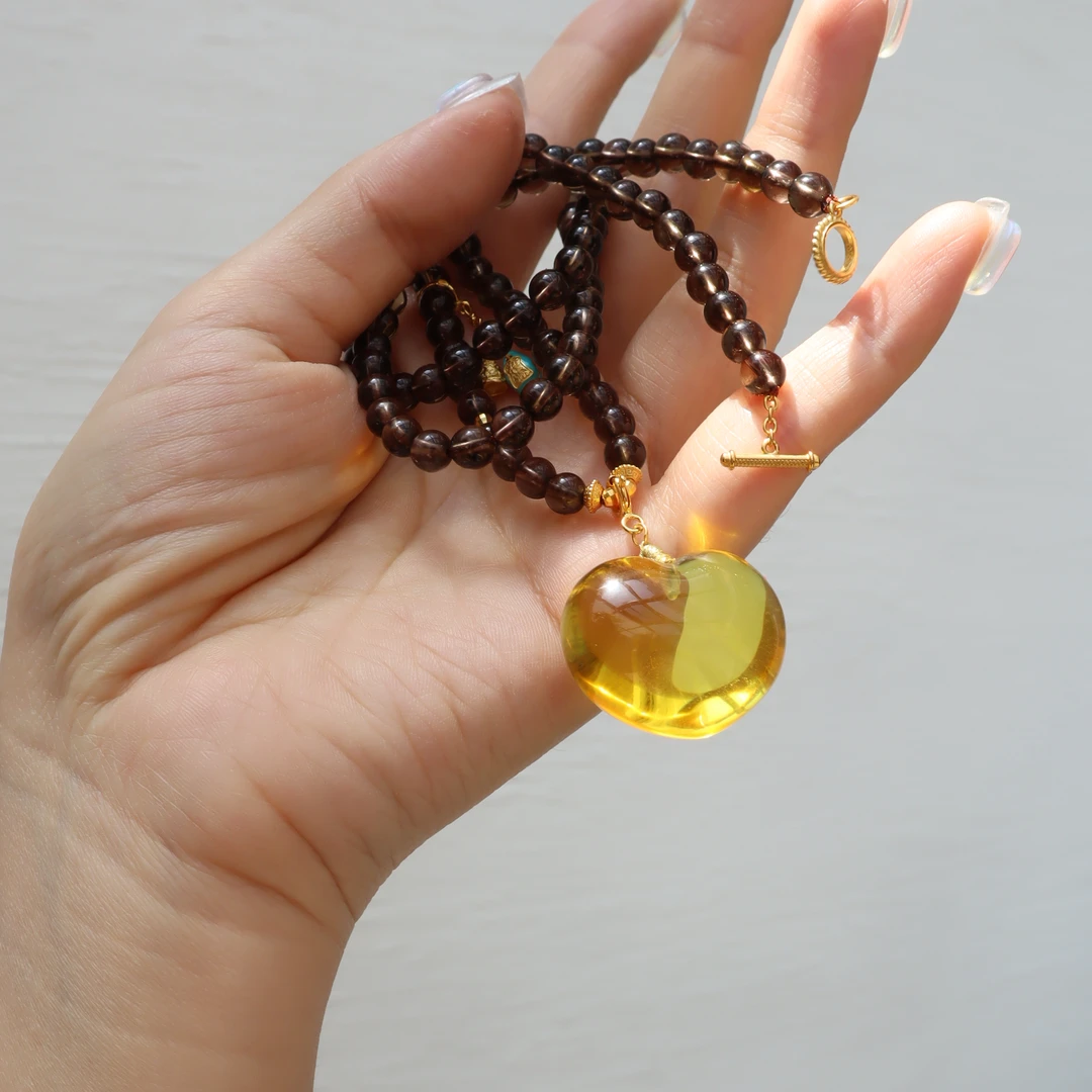 今桃【轩轩珠宝】925银 琥珀项链