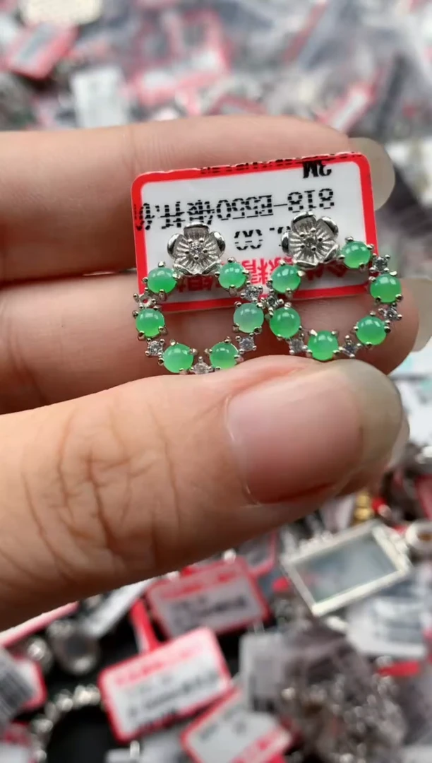 银S925镶嵌戒指翡翠天然A货缅甸翡翠