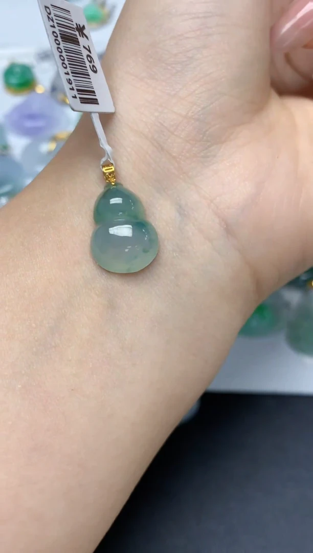 颈饰18K金镶嵌翡翠天然缅甸a货翡翠百元以上9元证书费自理