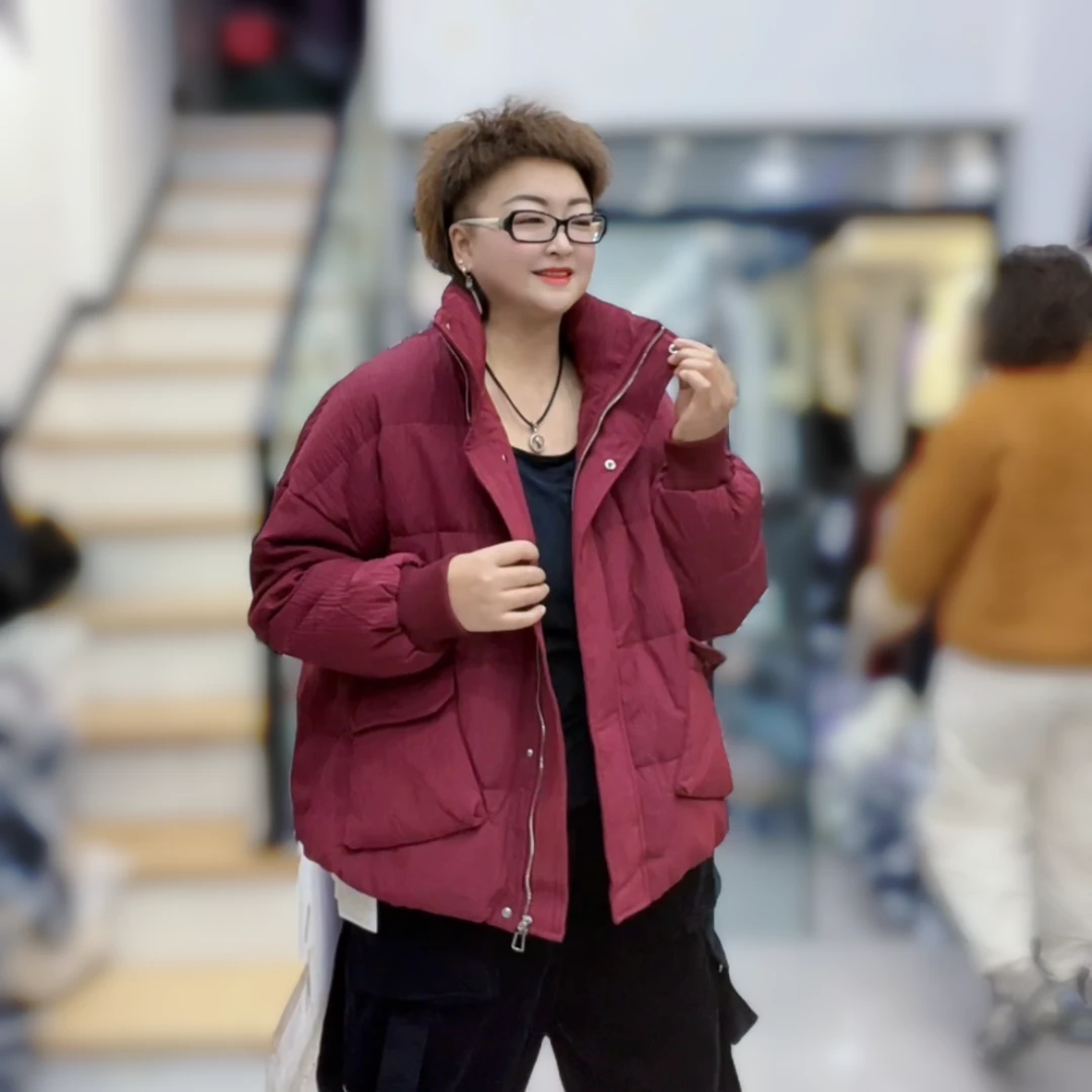 灵璧胖衣秀服《毛毛推荐》冬季时尚8354大码休闲宽松韩版立领外套