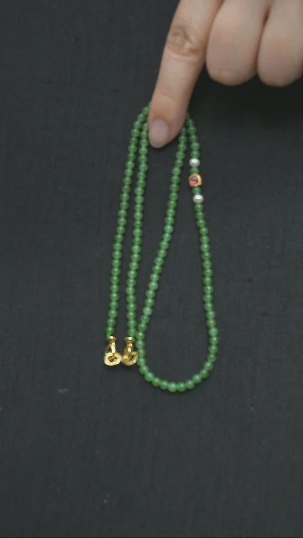 和田玉（碧玉）未镶嵌颈饰珍****?3.8mm