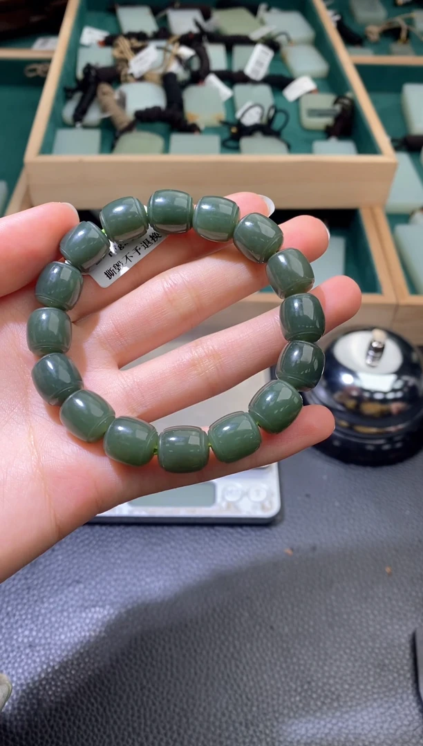 未镶嵌手串和田玉塔青手串11mm