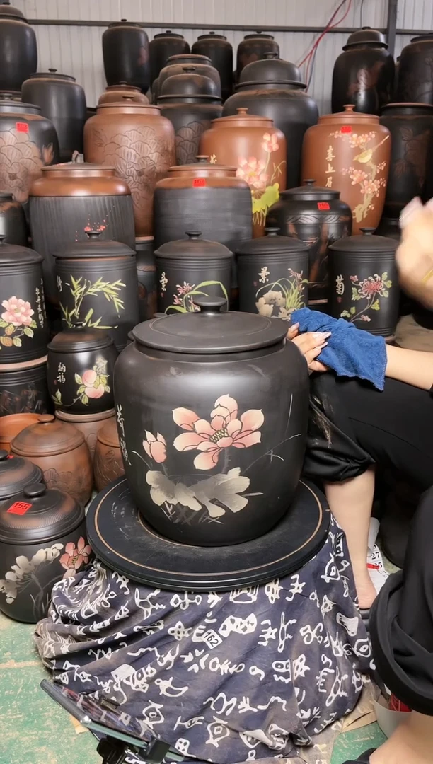 壶完品小茶缸 高35cm 彩填 199