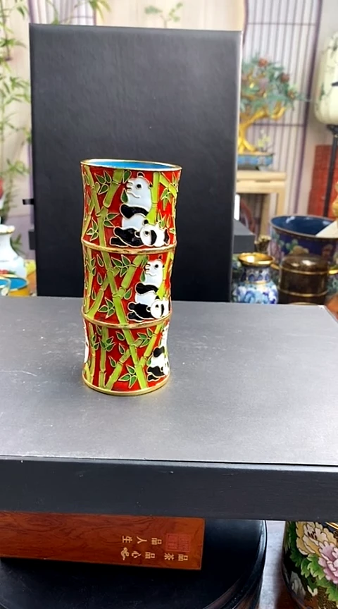 【闪购商品】非遗技艺 景泰蓝笔筒红色