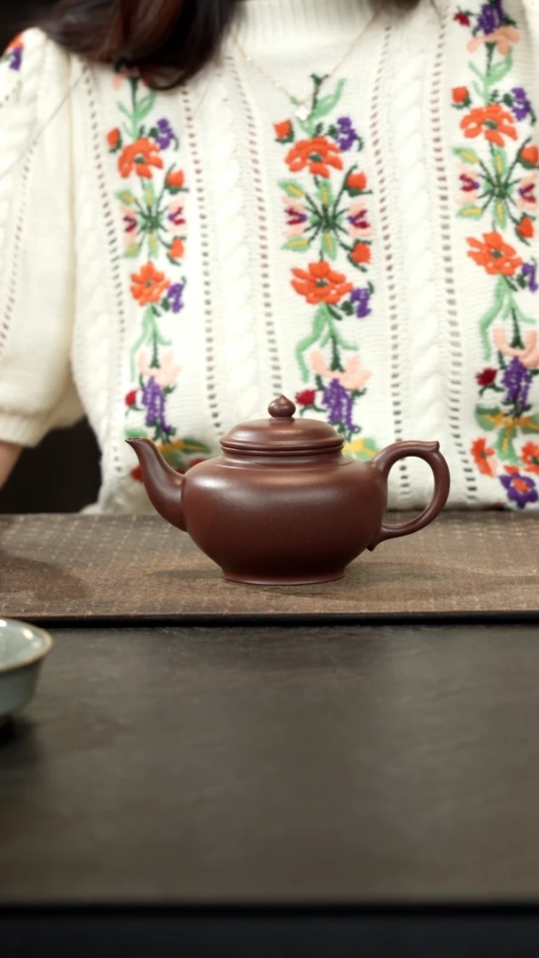 茶壶紫砂老紫泥笑樱壶300cc