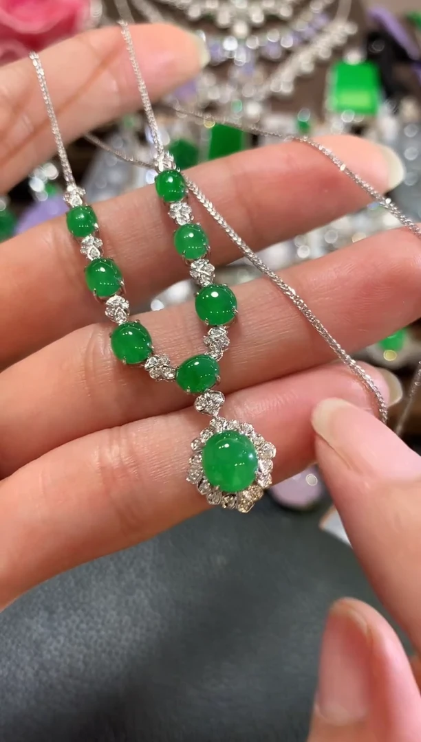 套链18K金镶嵌翡翠a22多样性一件发货