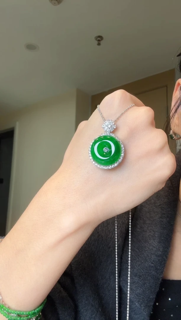 【闪购商品】翡翠吊坠(不含链)银S925镶嵌天然翡翠吊坠3