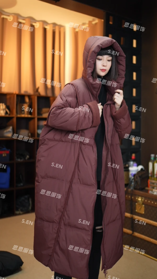 【思恩】2025冬季新款欧韩版气质大版宽松连帽羽绒服女025