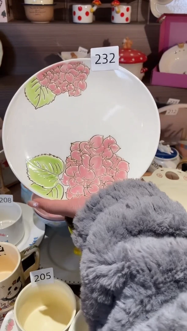 【闪购商品】瓷232绣球装饰盘 瑕疵