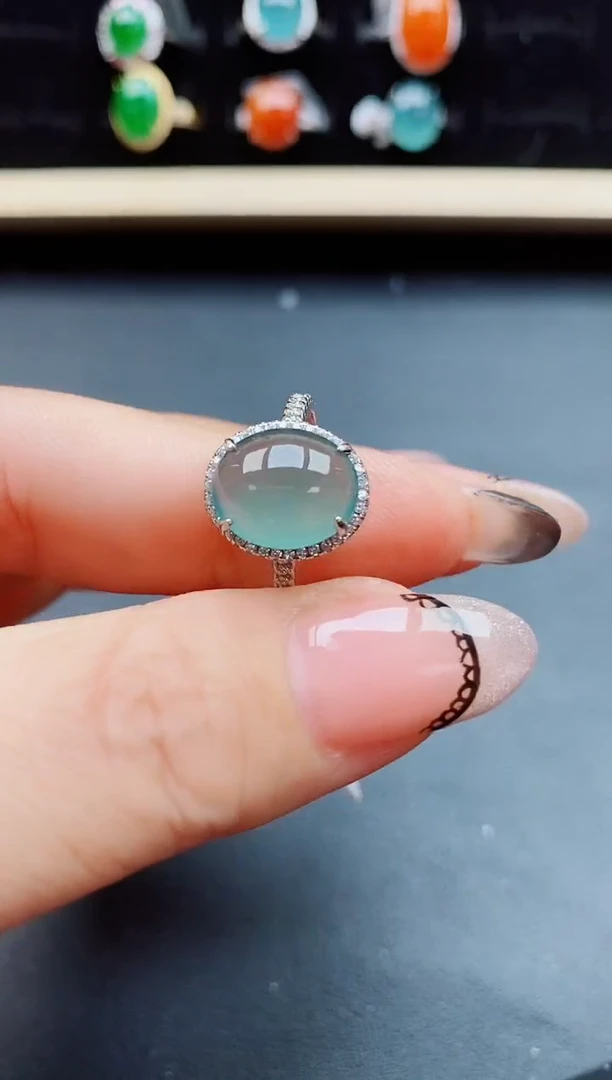 翡翠戒指银S925镶嵌085050