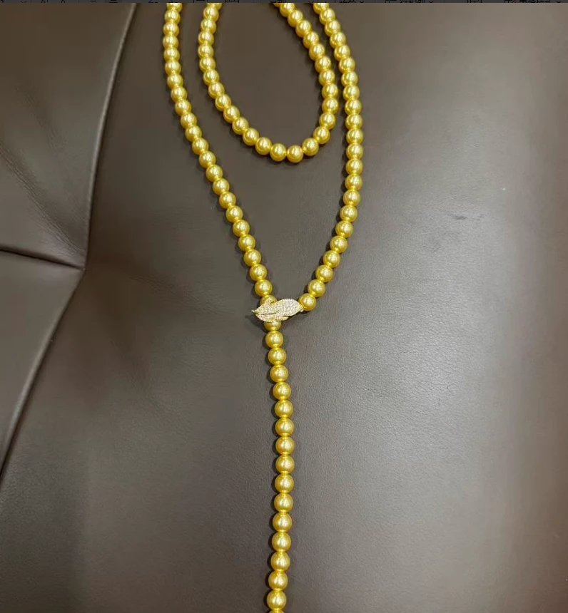 【韩雅珠宝】金色树叶扣头毛衣链s9024