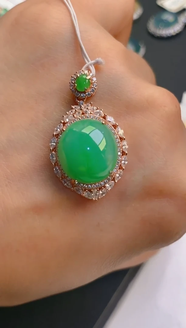 【闪购商品】翡翠耳饰银S925镶嵌天然A货翡翠1