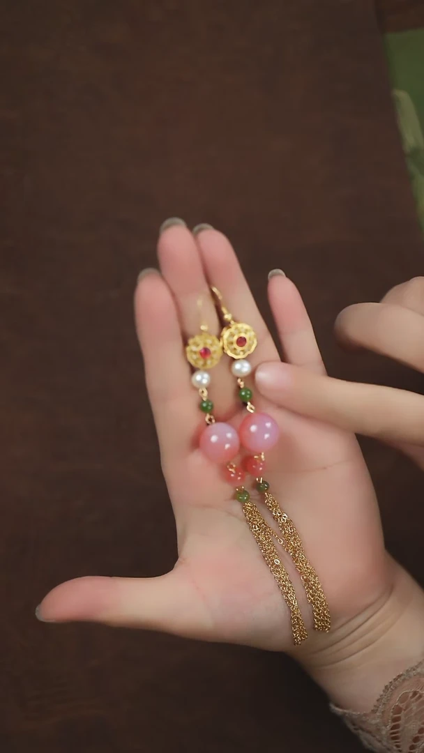 玛瑙/玉髓耳环未镶嵌闪购 盐源流苏