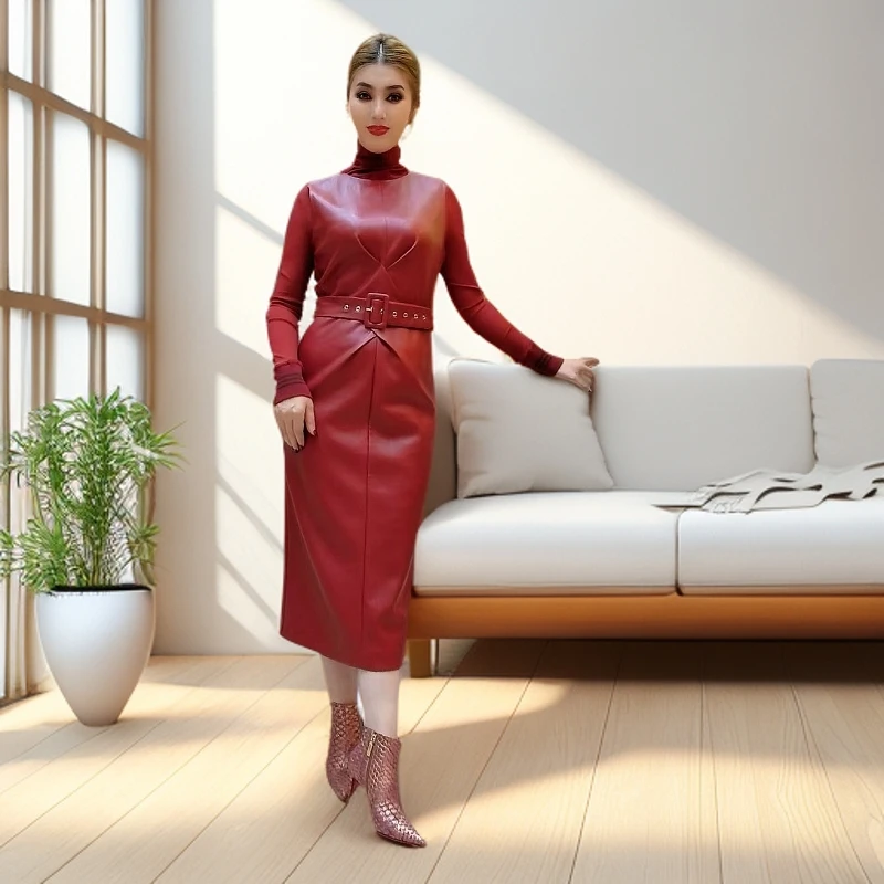 新款沙T皮裙两件套复古