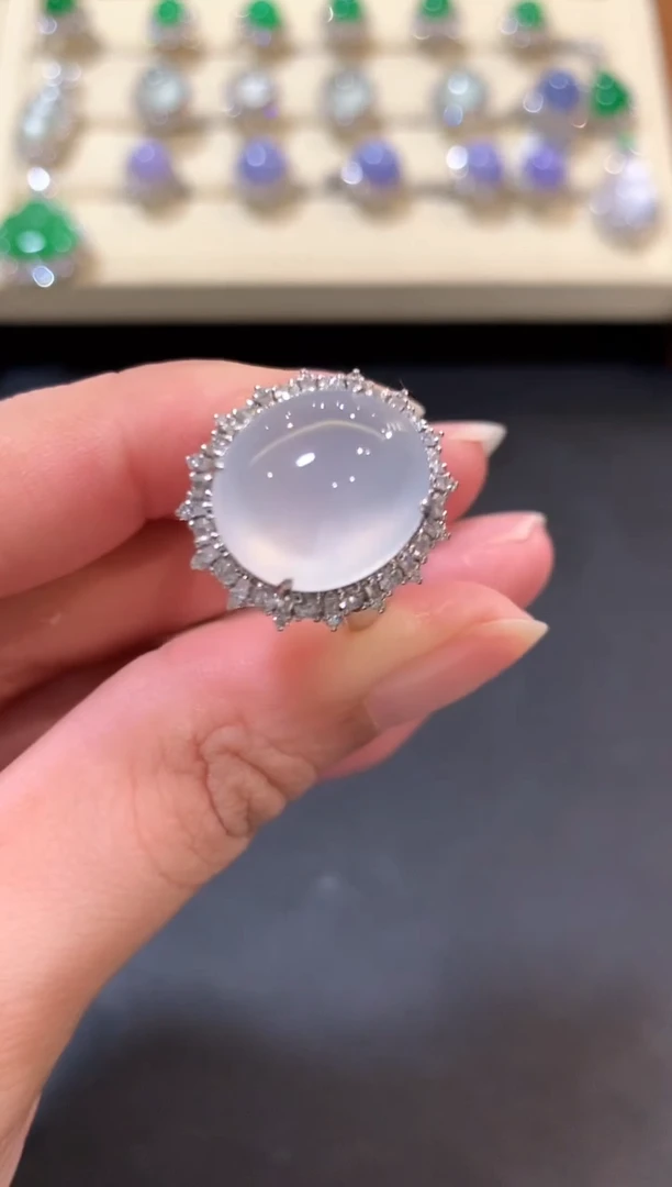 翡翠戒指18K金镶嵌b86