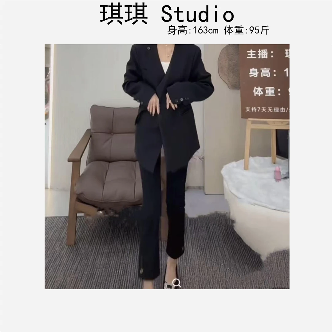 早春新款潮流气质时尚黑色经典复古简约显瘦减龄百搭烟管裤-U