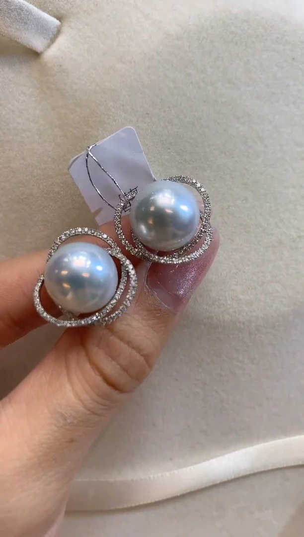 18K金镶嵌耳饰海水珍珠D20