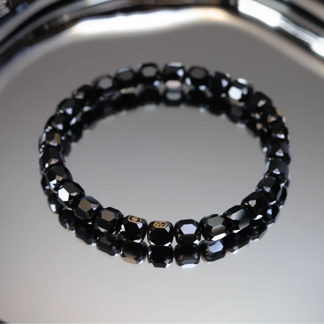 珑法观物-28星宿纯手工和田玉墨玉手串单圈