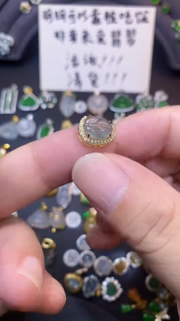 吊坠(不含链)银S925镶嵌翡翠13