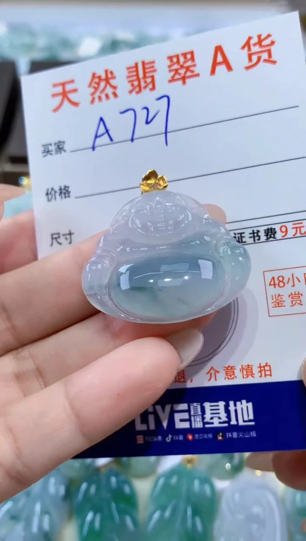 颈饰18K金镶嵌翡翠天然缅甸翡翠A货挂件