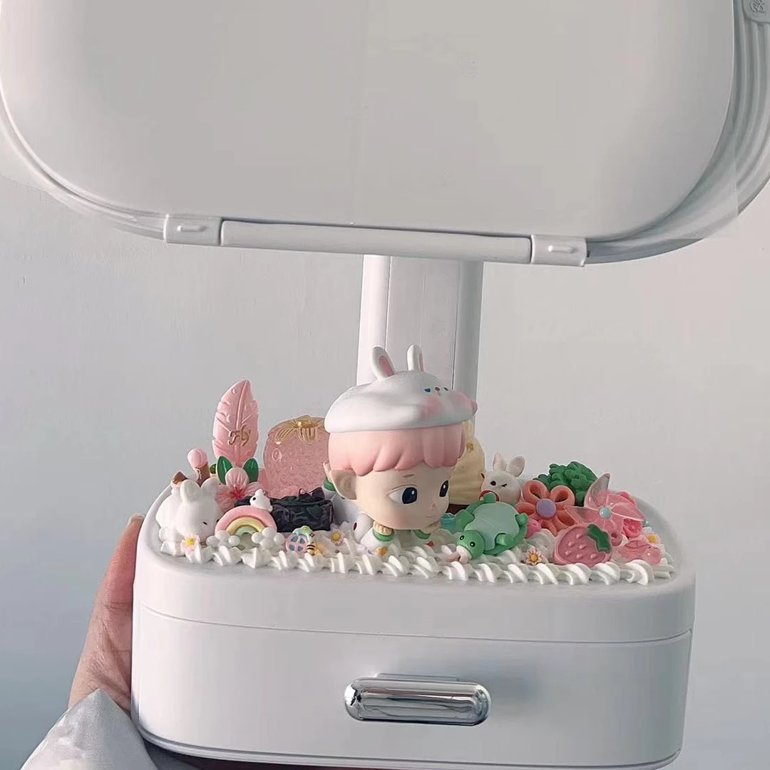 正版DIY三折叠化妆镜奶油胶手作