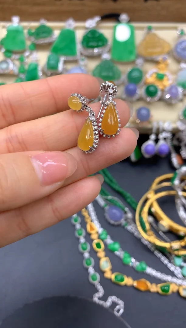 【闪购商品】翡翠耳饰18K金镶嵌423-中国好珍宝