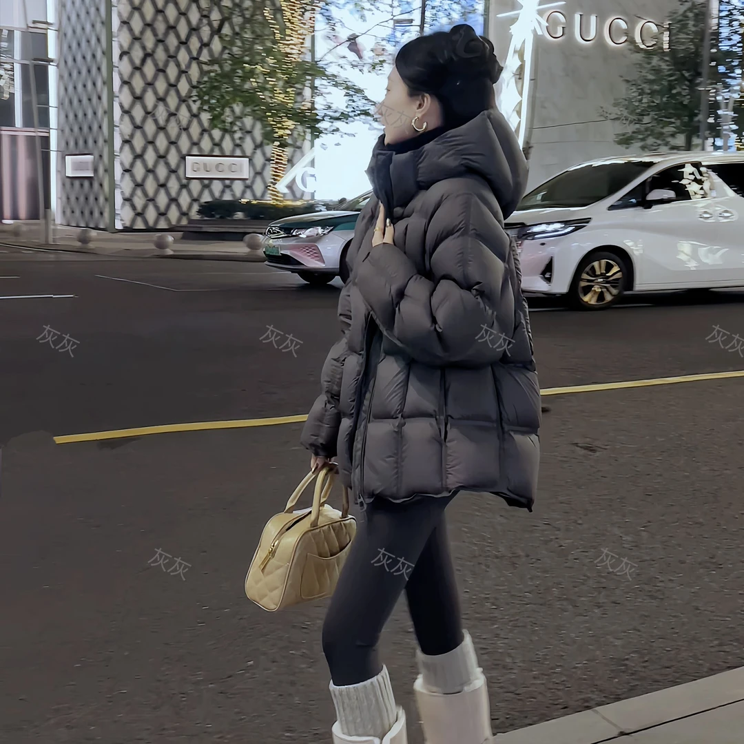 【柒老板专属】2024新款中长款连帽白鹅绒羽绒服百搭连帽时尚6666