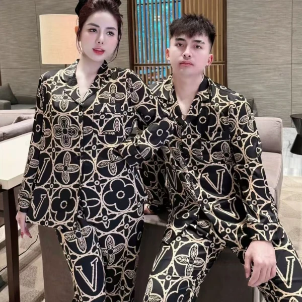 达芬奇密码2025新款潮牌大花黑金男女同款情侣款睡衣家居服套装