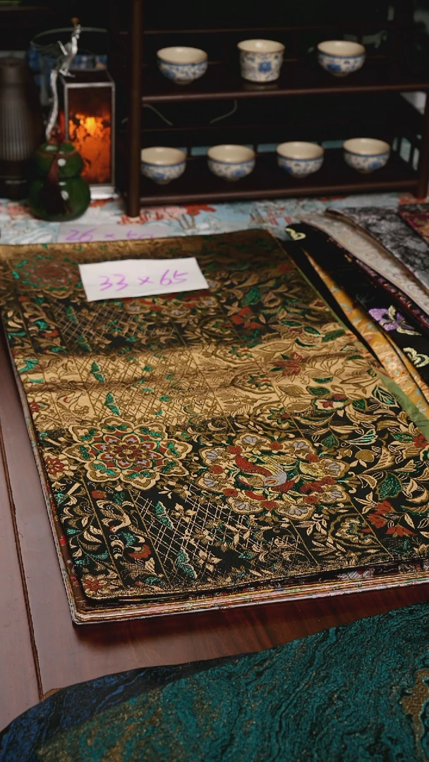 【微瑕璀璨宝相双面】中国风干泡织锦茶席33*65