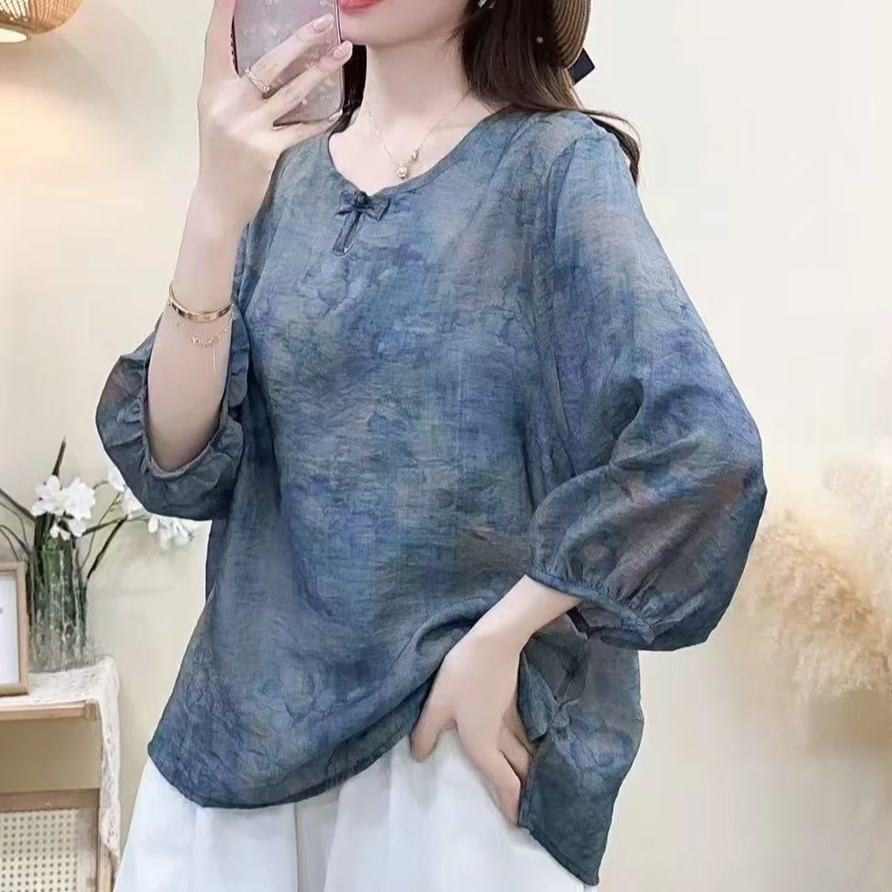 6999新款夏季优雅减龄碎花宽松显瘦T恤QZ
