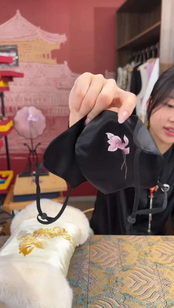 【闪购商品】刺绣苏绣手工刺绣100桑蚕丝面罩