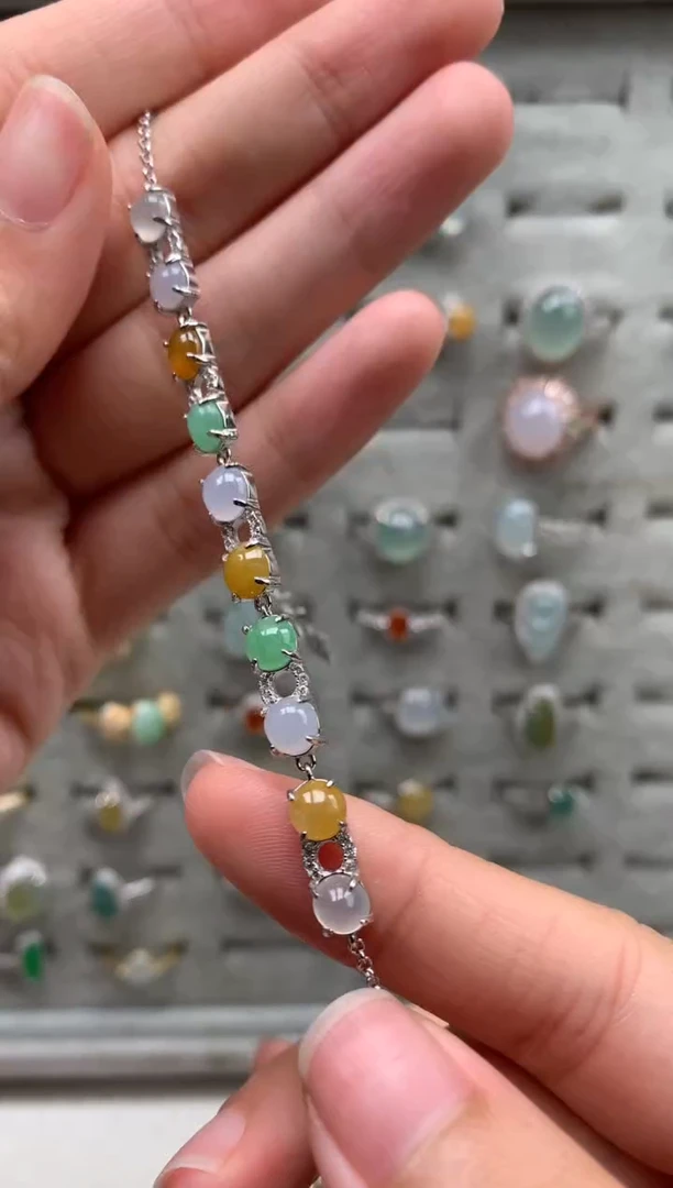 银S925镶嵌戒指翡翠手链1