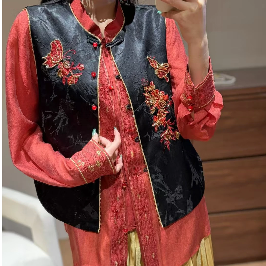 【深圳南油二姐】秋季新款新中式复古国潮民族风时尚马甲2609
