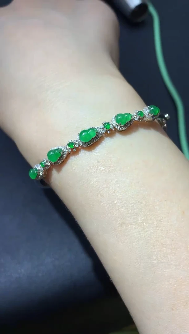 翡翠手镯18K金镶嵌373-中国好珍宝